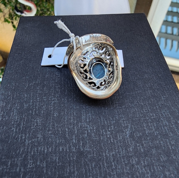 Paz Creations Blue Sodalite Israel Elongated 925 Silver Ring Size 7.25 - Picture 3 of 5